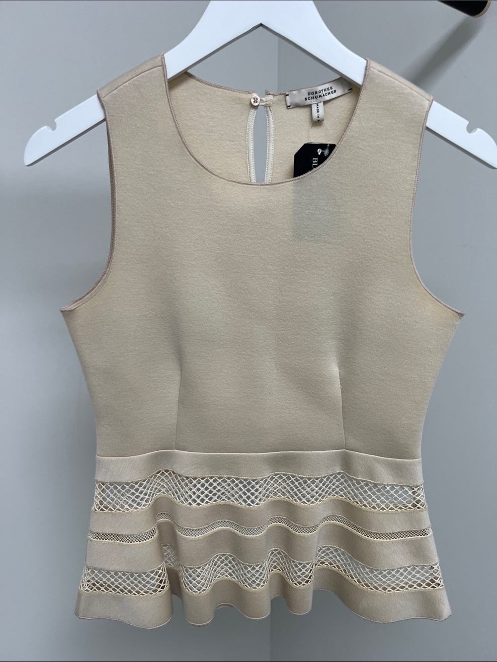 Sleeveless Beige Peplum Top by BOSS